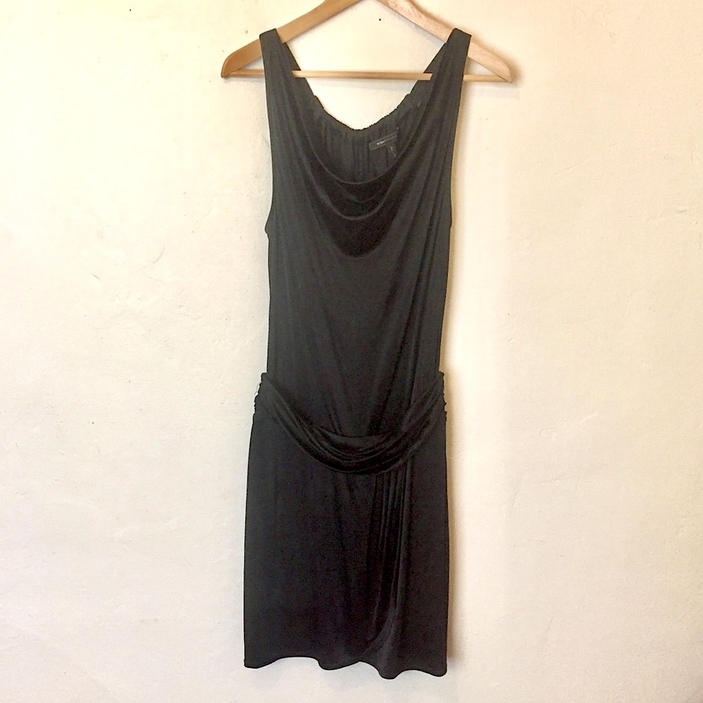 BCBG MAXAZRIA Black Draped Flowing Stretchy Dress